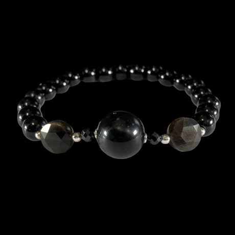 Disainkäevõru - obsidiaan, hõbeobsidiaan, oonüks, spinell 