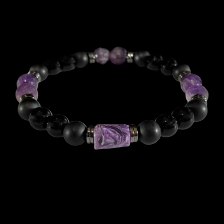 Disainkäevõru meestele - ametüst, tšaroiit, oonüks, hematiit