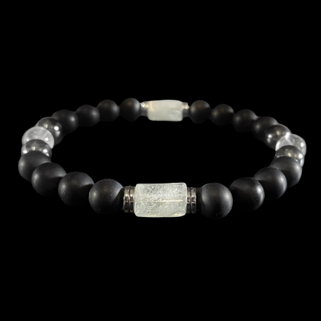 Disainkäevõru meestele - akvamariin, oonüks, mäekristall, hematiit