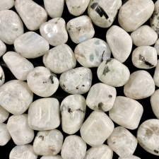 Trummelkristall - kuukivi (vikerkaare, valge)